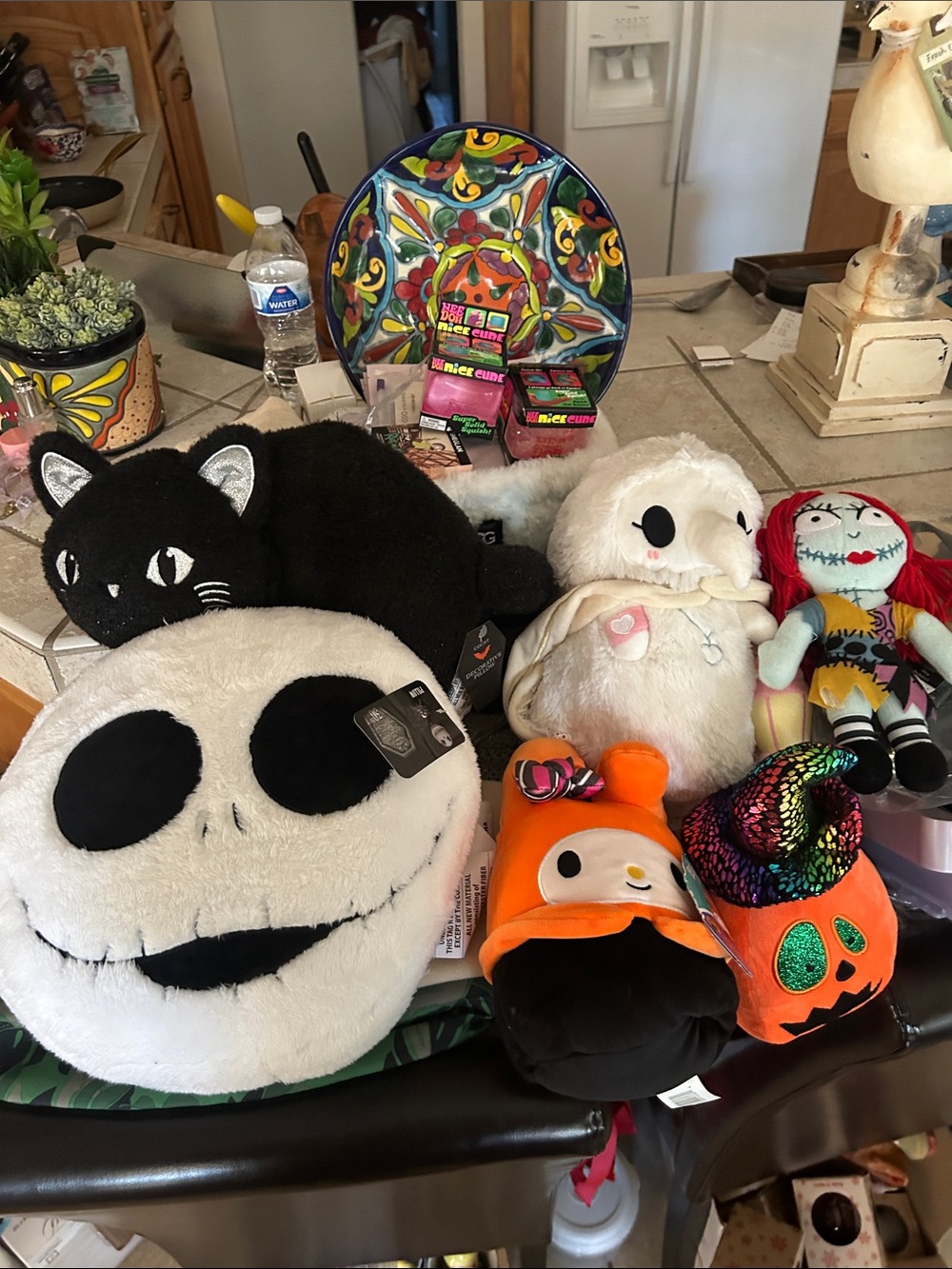Plush Halloween Character Cushion - Black, White, Orange